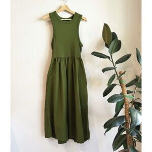 NWT Olive OLD NAVY Sleeveless Dress Fit & Flare Combination Midi SZ:XS Racerback